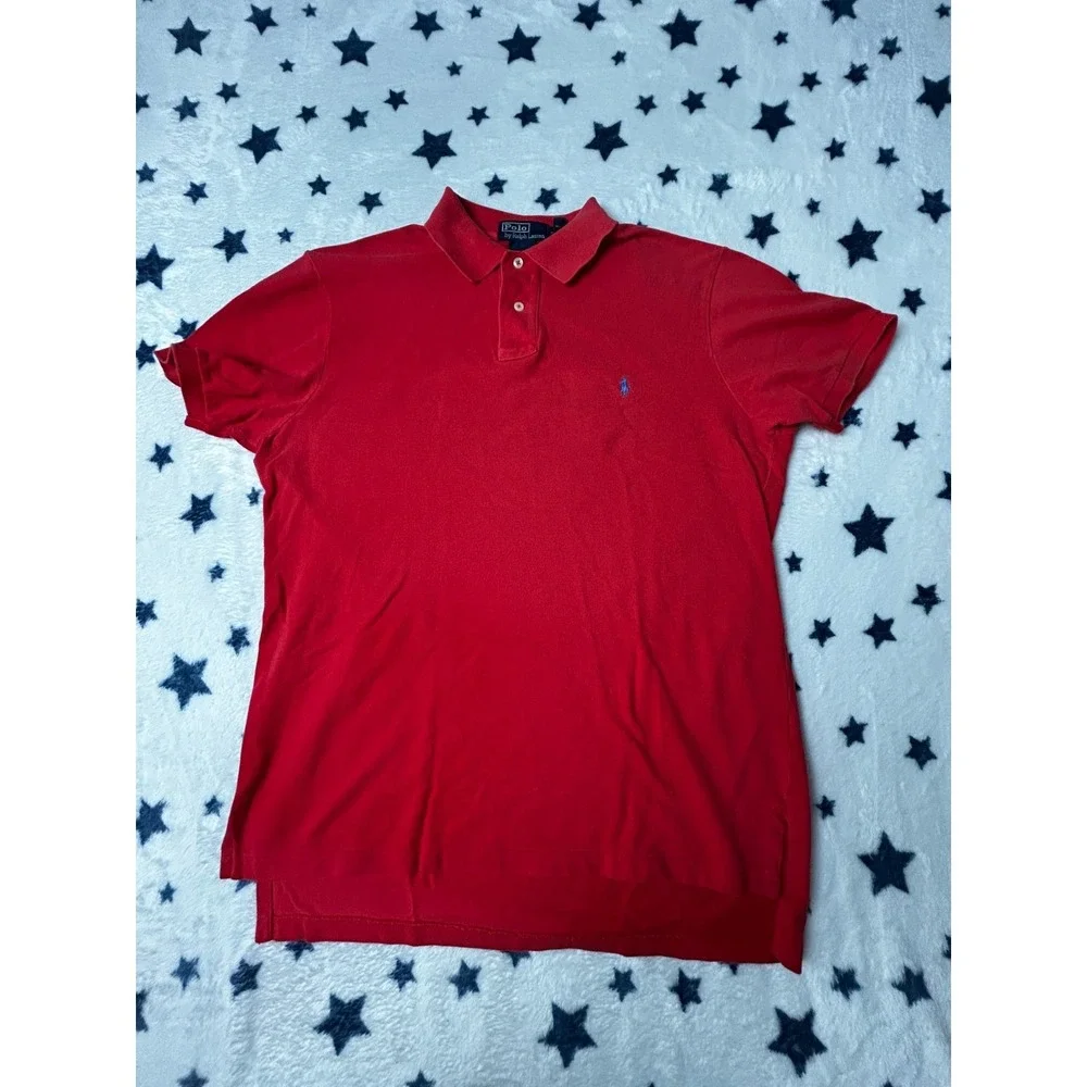 Polo Ralph Lauren Polo Shirt Mens XL Red Blue Pony Short Sleeve Cotton
